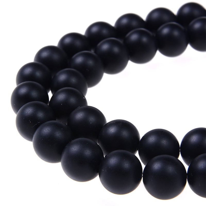 PLTbeads Gorgeous Onyx Black Agate Natural Gemstone Loose Beads 8mm Matte Round Approxi 15.5 inch DIY Bracelet Necklace for Jewelry Making - Image 1
